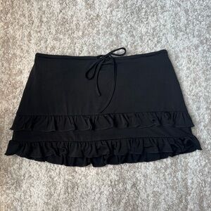 Tiger Mist black ruffle mini skirt with tie waist